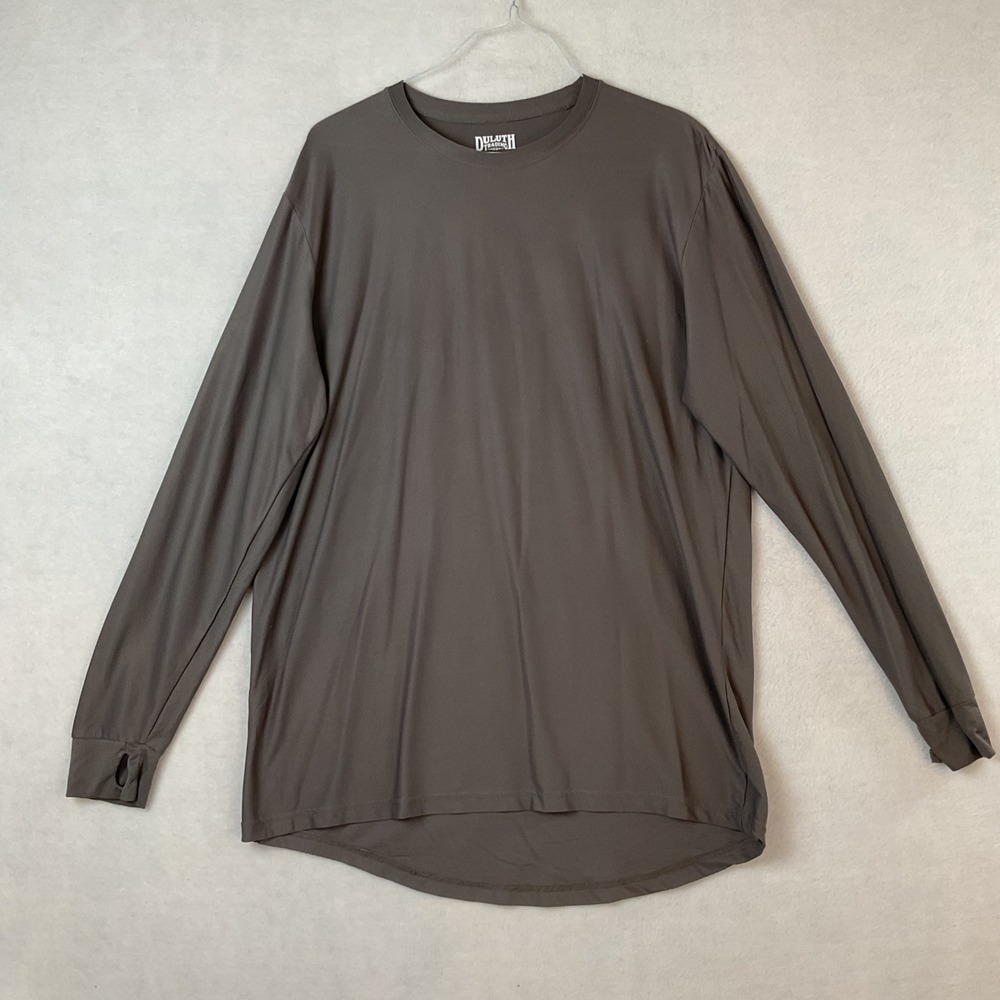 Duluth Trading Co Mens XL Gray Long Sleeve Performance Shirt Drop Tail #1